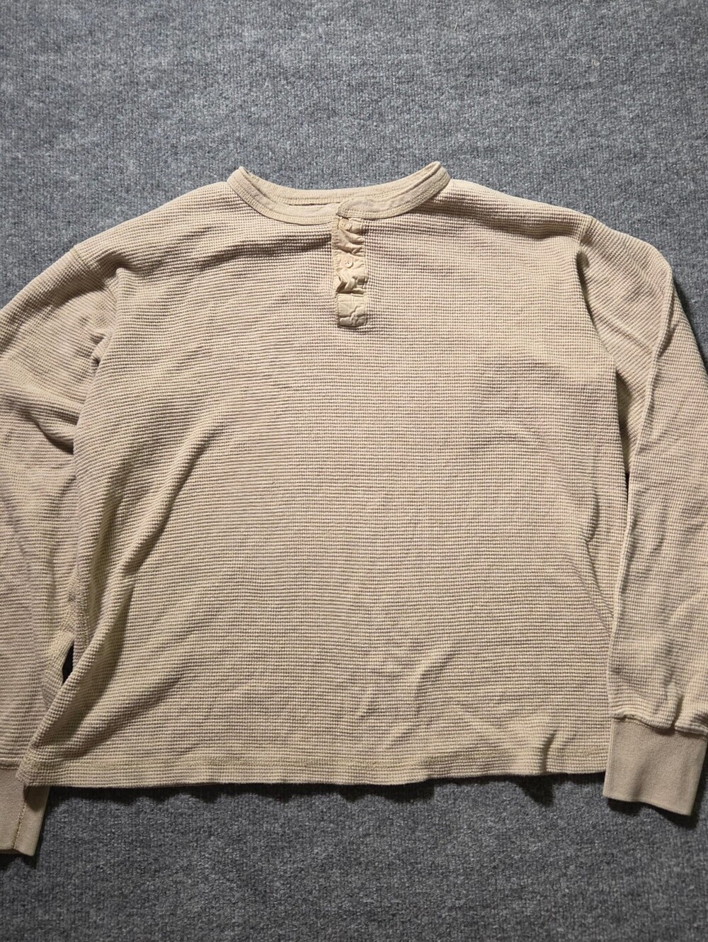 Route 66 Beige Cotton Long Sleeve Thermal Shirt Large